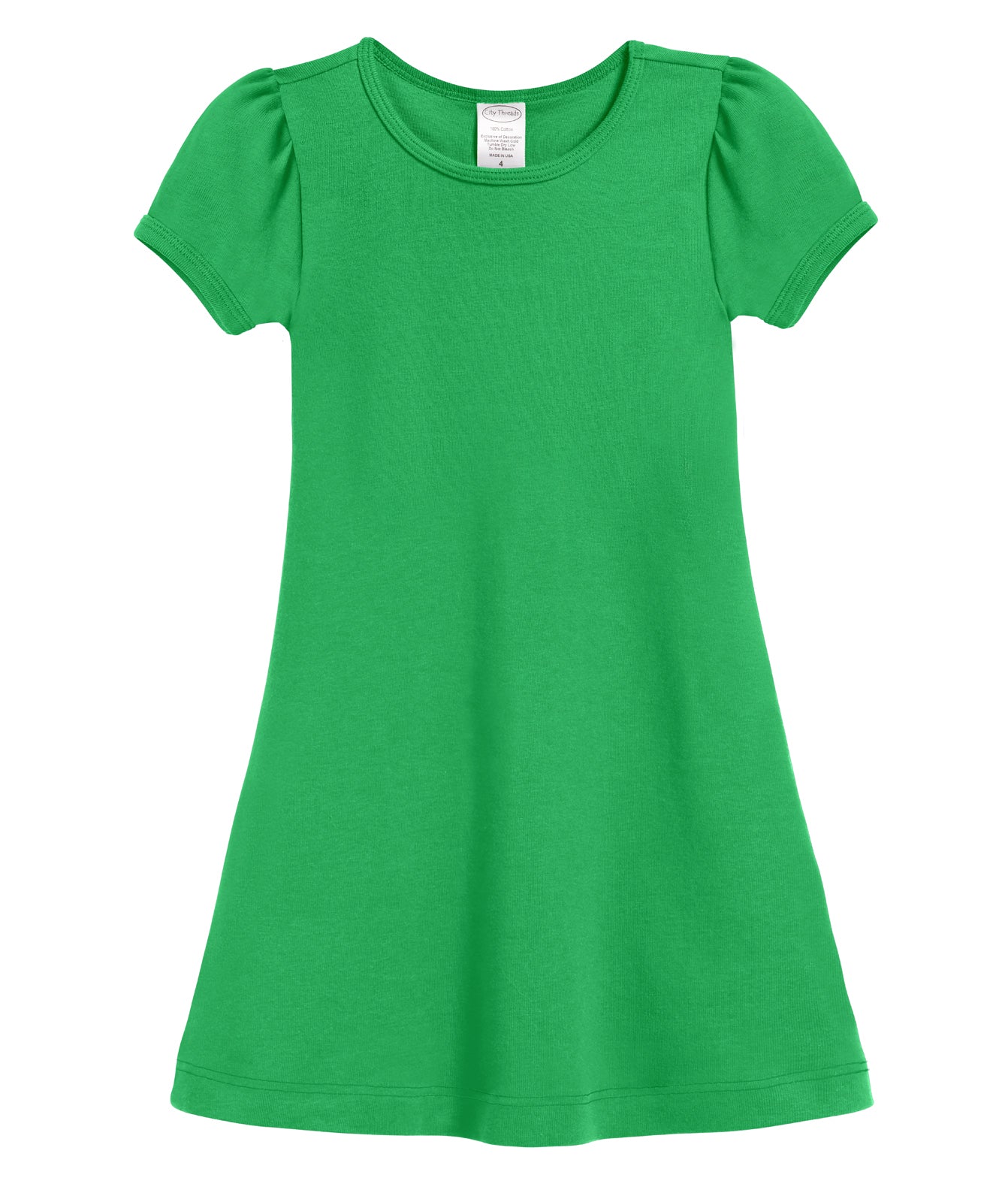 Girls Soft Cotton Short Sleeve Puff Sleeve Dress - City Threads USA Girls Soft Cotton Short Sleeve Puff Sleeve Dress - City Threads USA