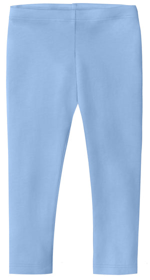 Girls Soft 100 Cotton Capri Leggings Bright Light Blue City