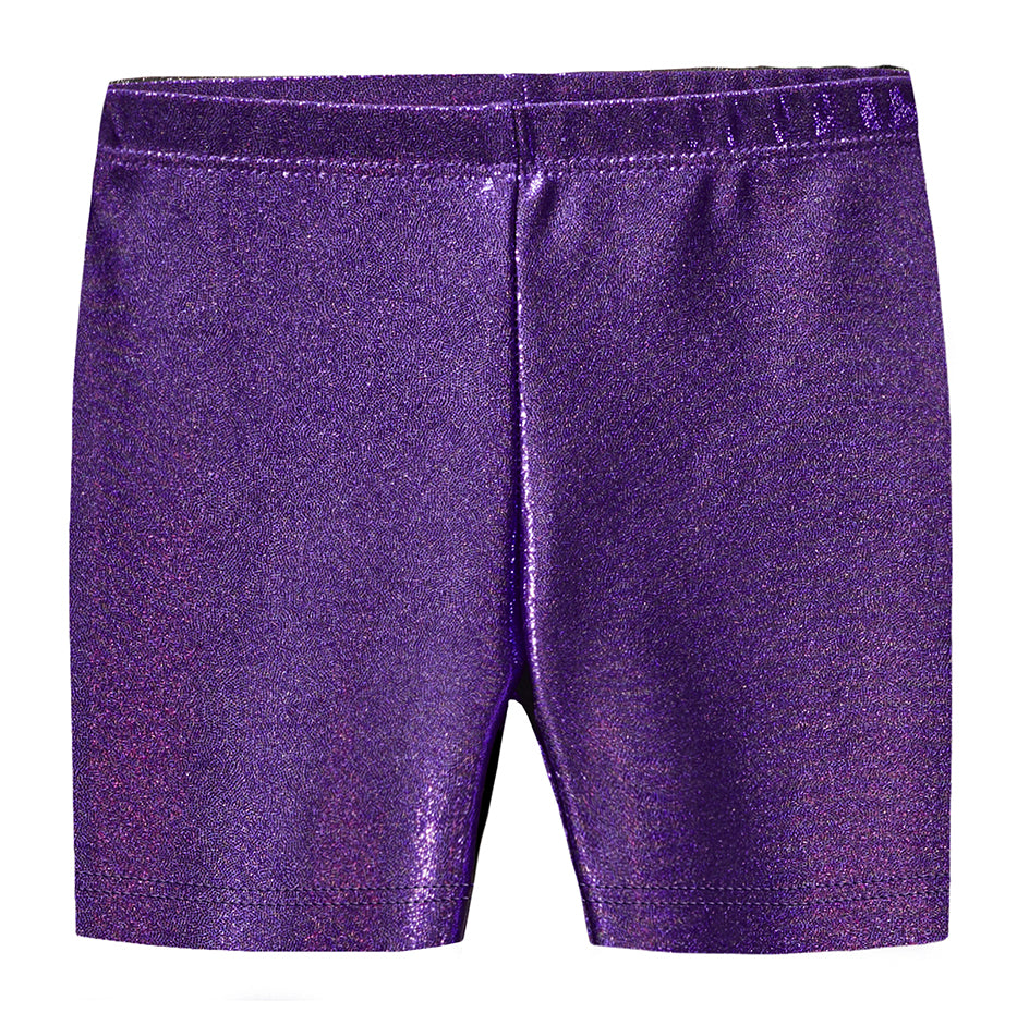 Girls Novelty Bike Shorts  Purple Sparkly Shimmer - City Threads USA