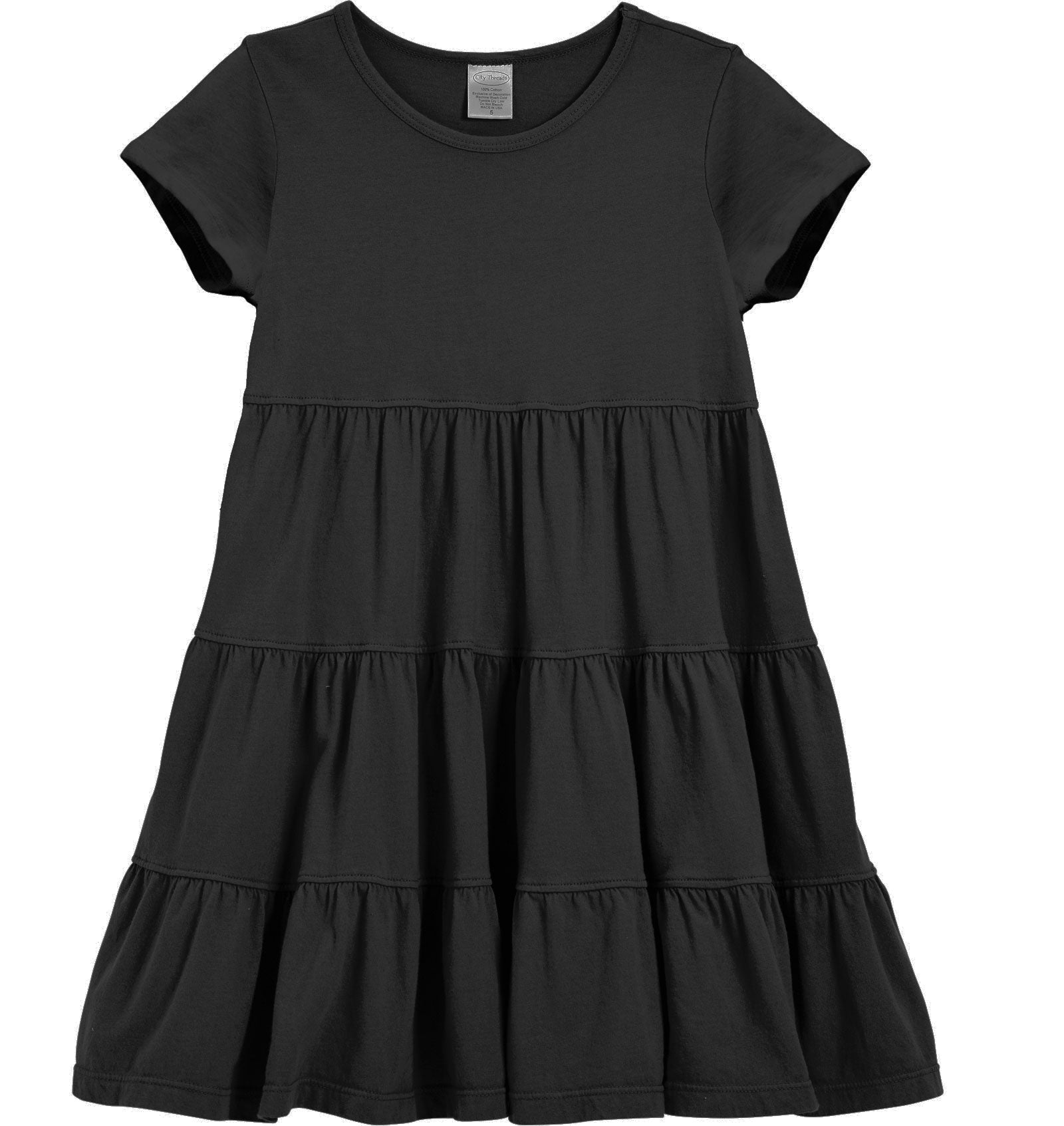 Girls Short Sleeve Tiered summer party Dress 100% cotton City