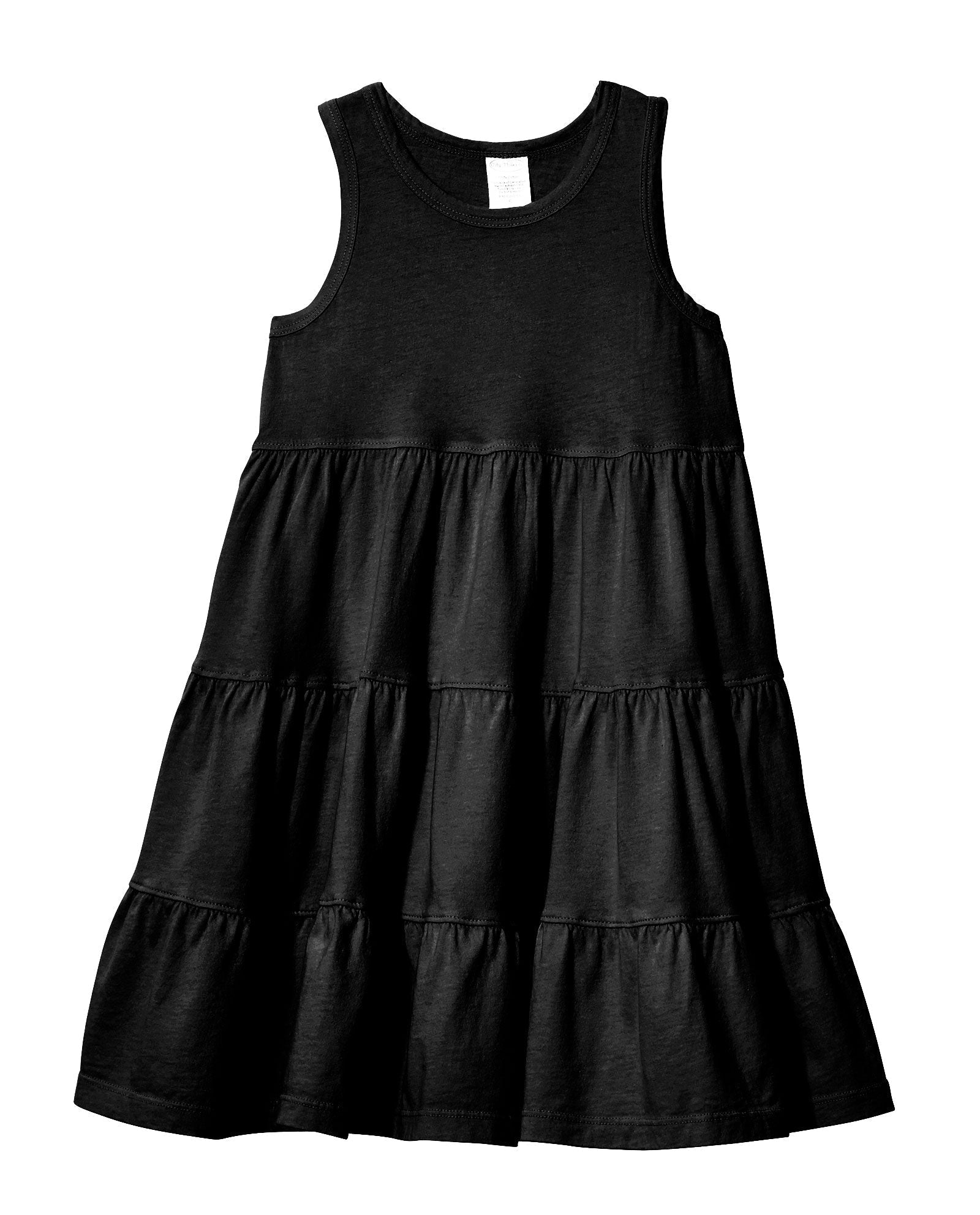 Girls Soft Cotton Jersey Tiered Tank Dress | Black Girls Soft Cotton Jersey Tiered Tank Dress | Black