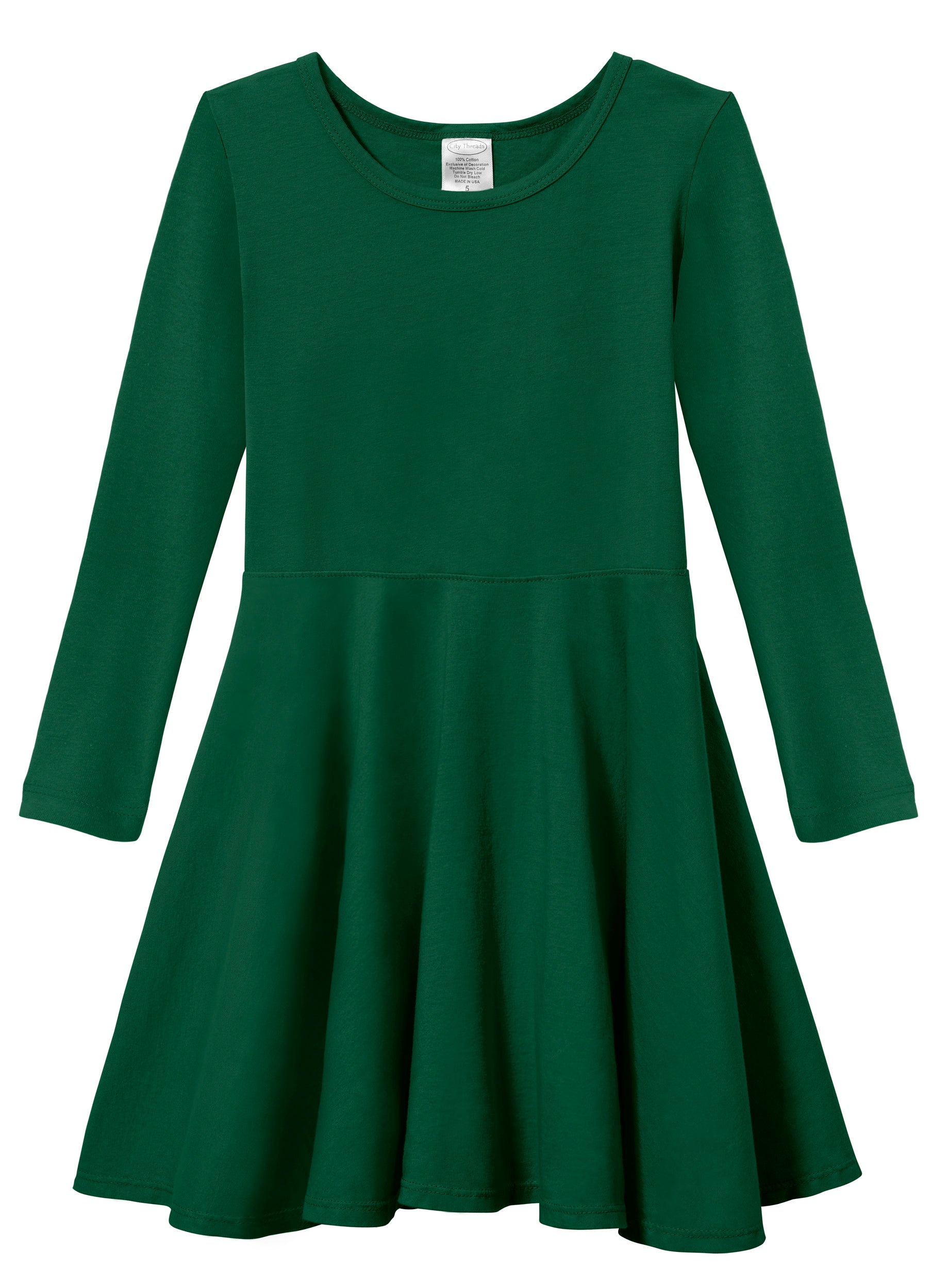 Girls Long Sleeve Cotton Jersey Dress - City Threads USA Girls Long Sleeve Cotton Jersey Dress - City Threads USA