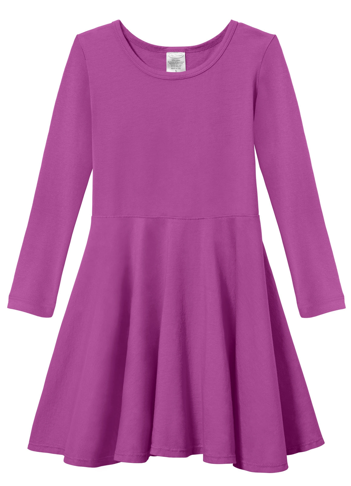 Girls Long Sleeve Cotton Jersey Dress - City Threads USA Girls Long Sleeve Cotton Jersey Dress - City Threads USA