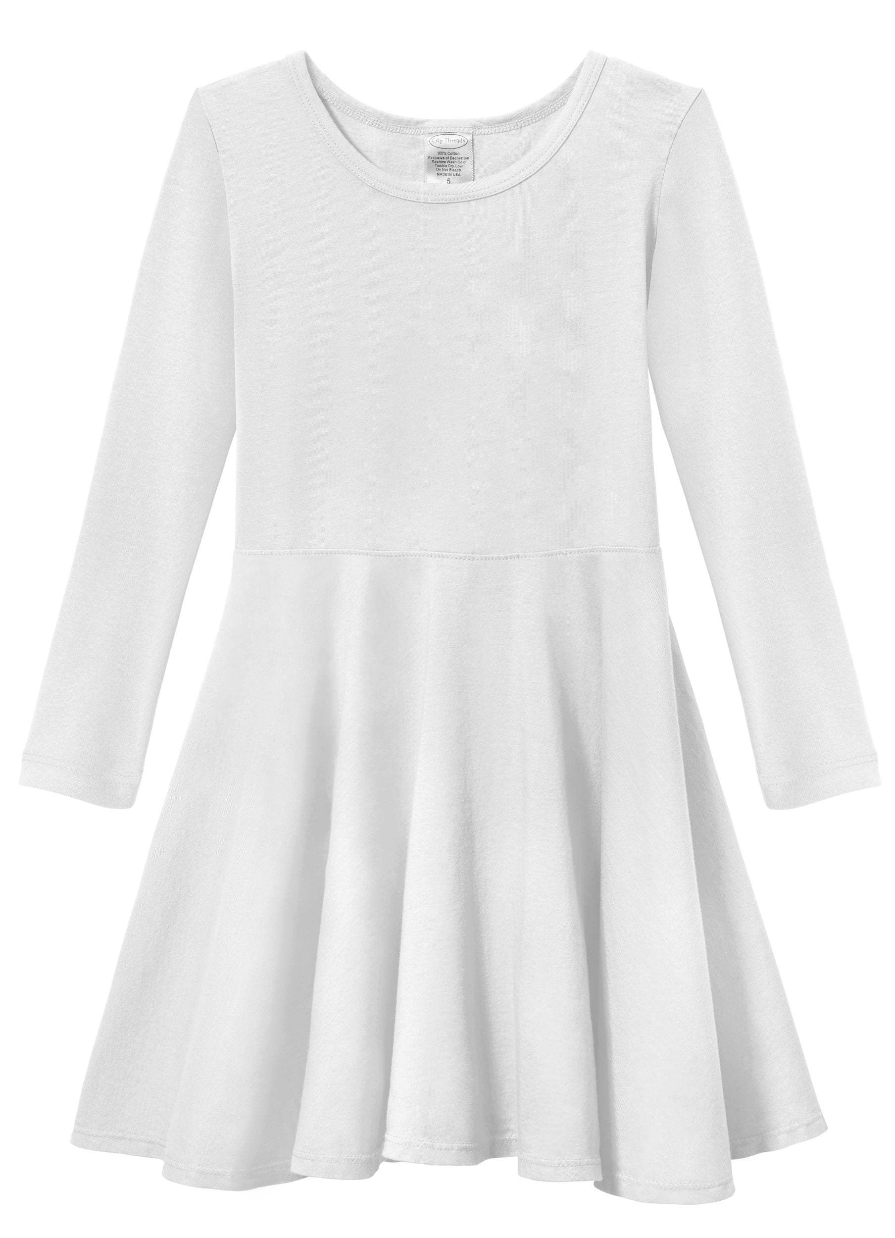 Girls Long Sleeve Cotton Jersey Dress
