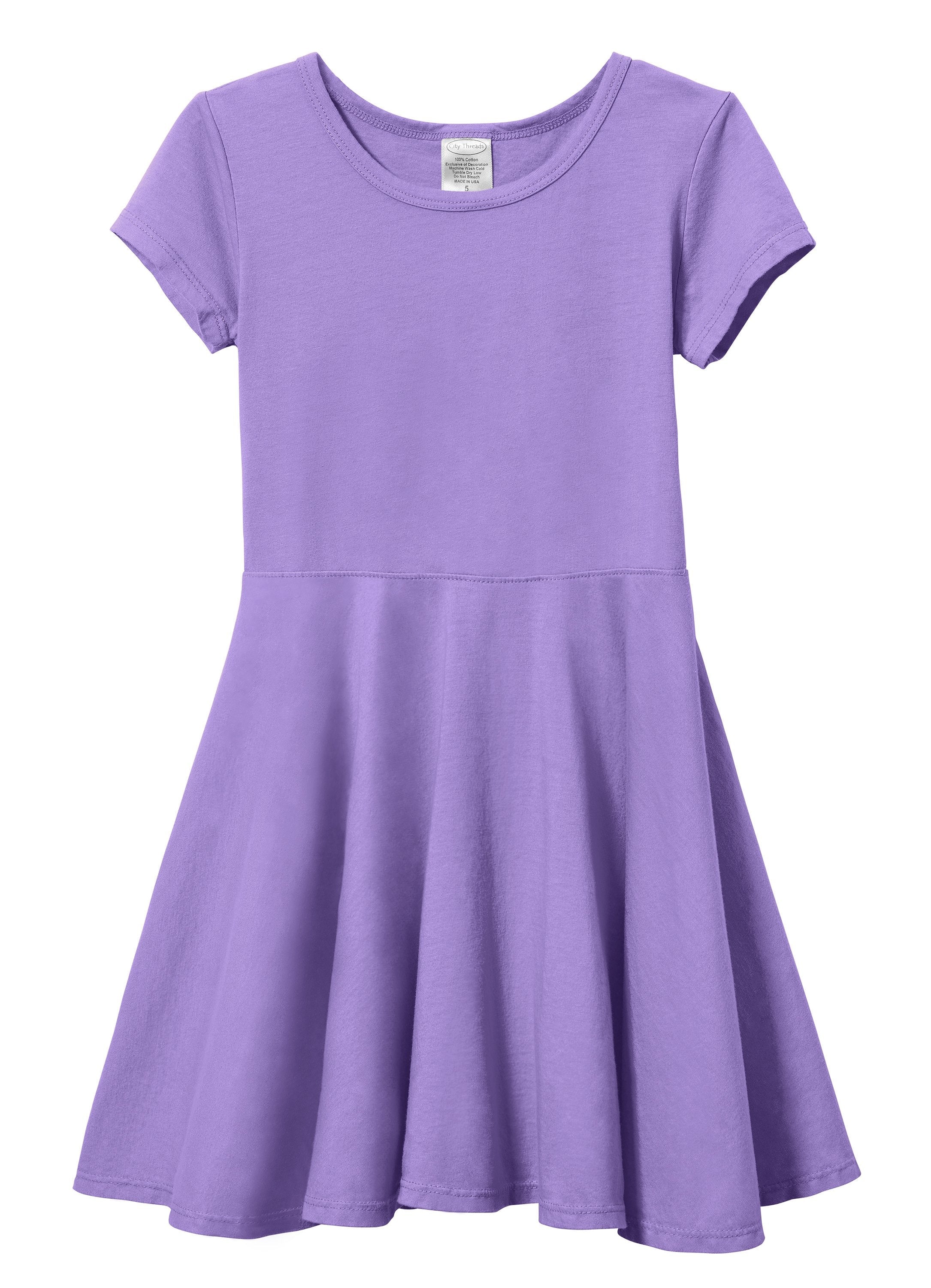 dark purple casual dress Girls Soft Cotton Jersey Short Sleeve Twirly Dress | Deep Purple / 18-24M