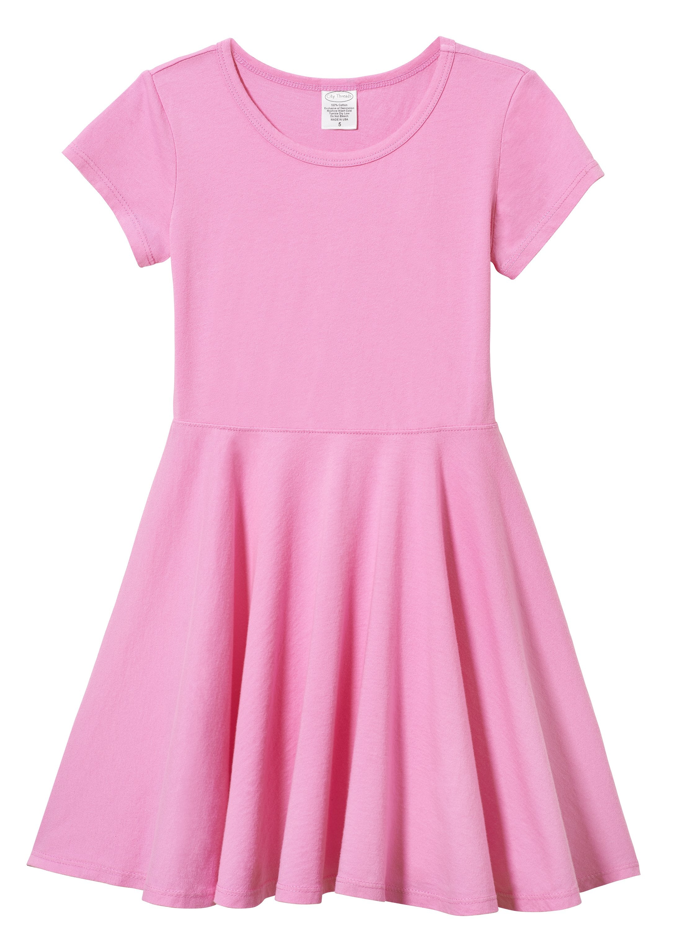 Girl's Twirly Short Sleeve Summer Party Dress 100% Cotton - City Threads USA Girl's Twirly Short Sleeve Summer Party Dress 100% Cotton - City Threads USA