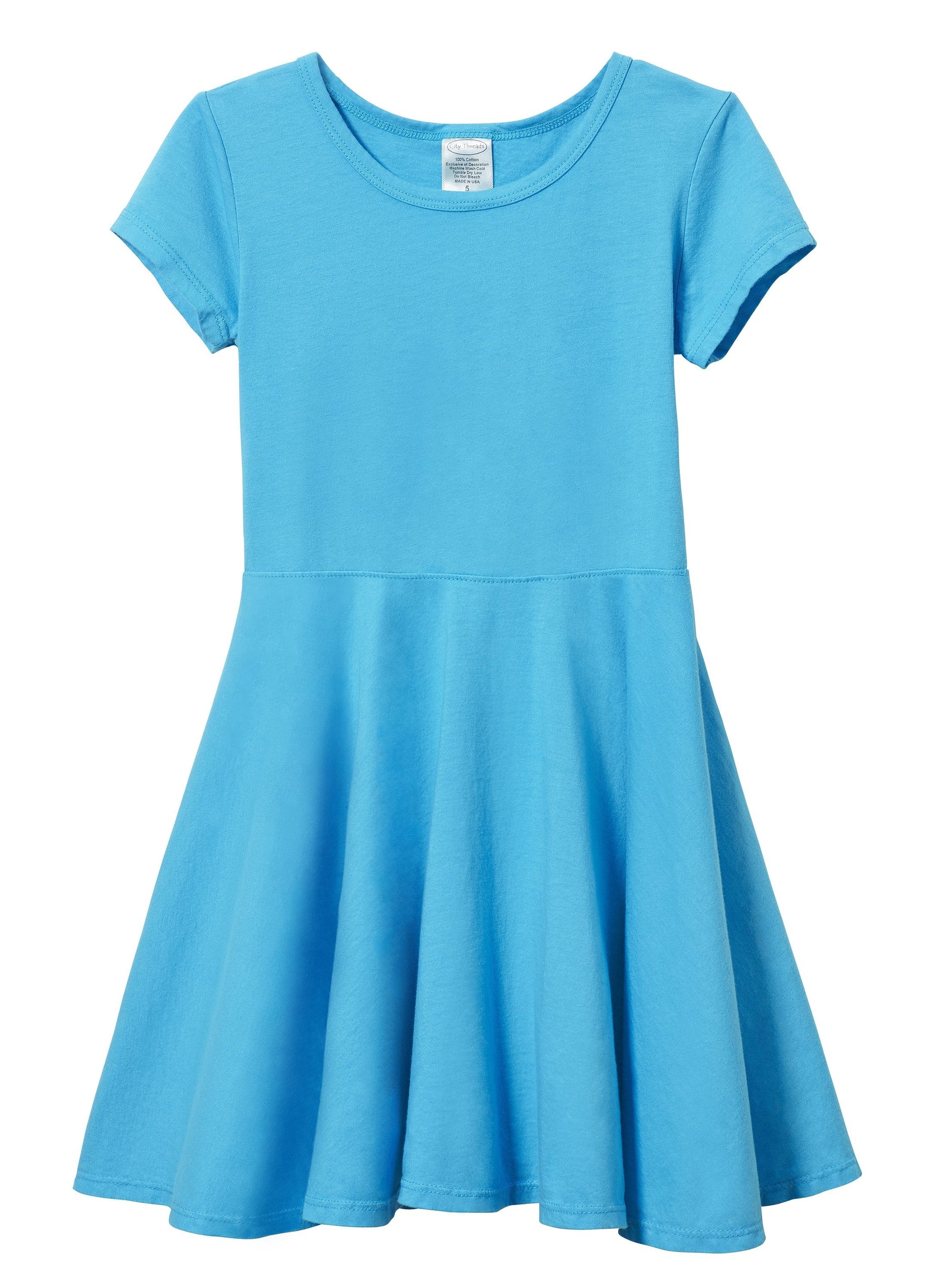 Girl's Twirly Short Sleeve Summer Party Dress 100% Cotton - City Threads USA Girl's Twirly Short Sleeve Summer Party Dress 100% Cotton - City Threads USA