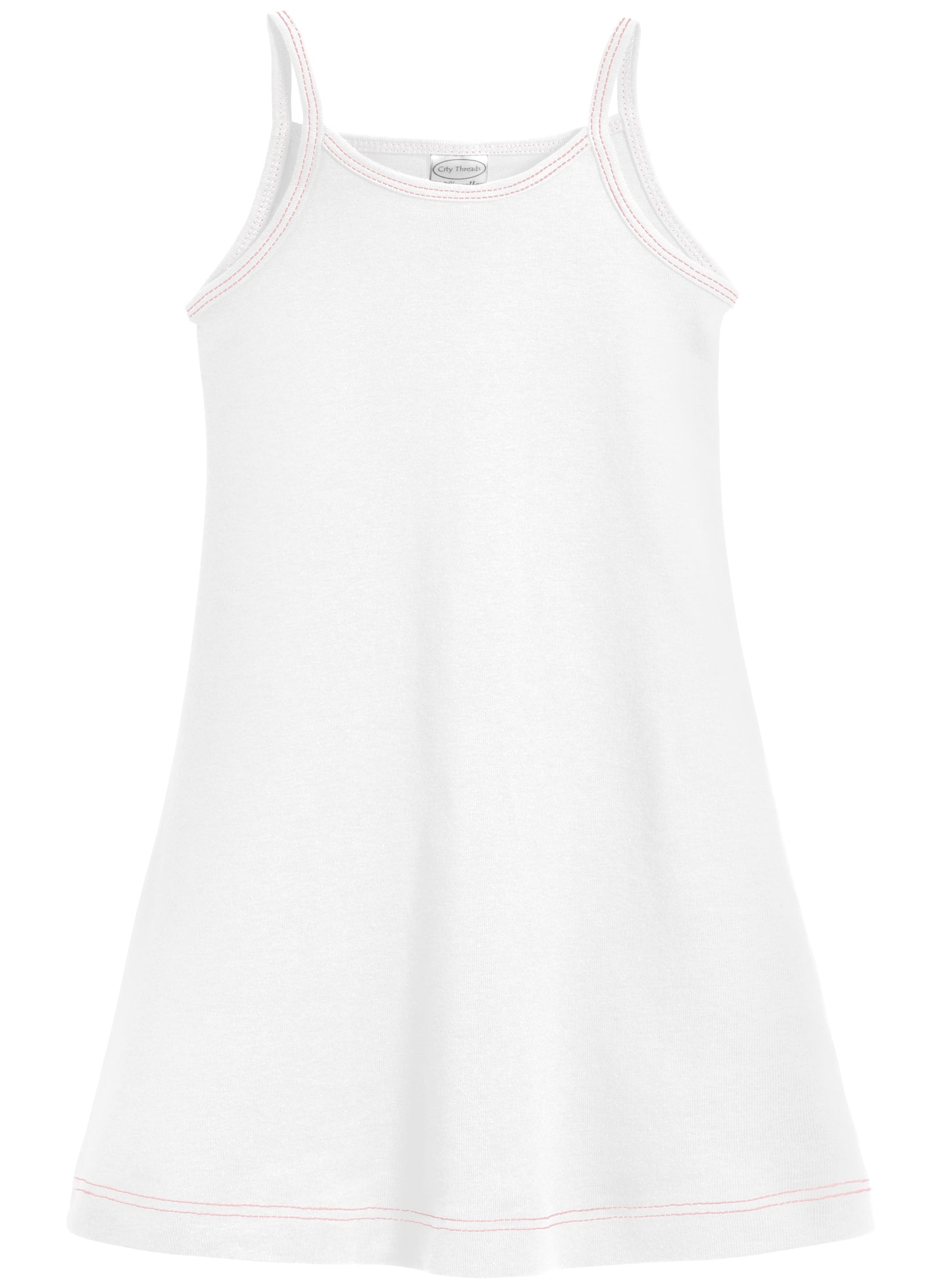 Girls Camisole Dress | White | Super Comfy Clothing, 100% Organic Cotton, Sensory Friendly, USA Made Girls Camisole Dress | White | Super Comfy Clothing, 100% Organic Cotton, Sensory Friendly, USA Made