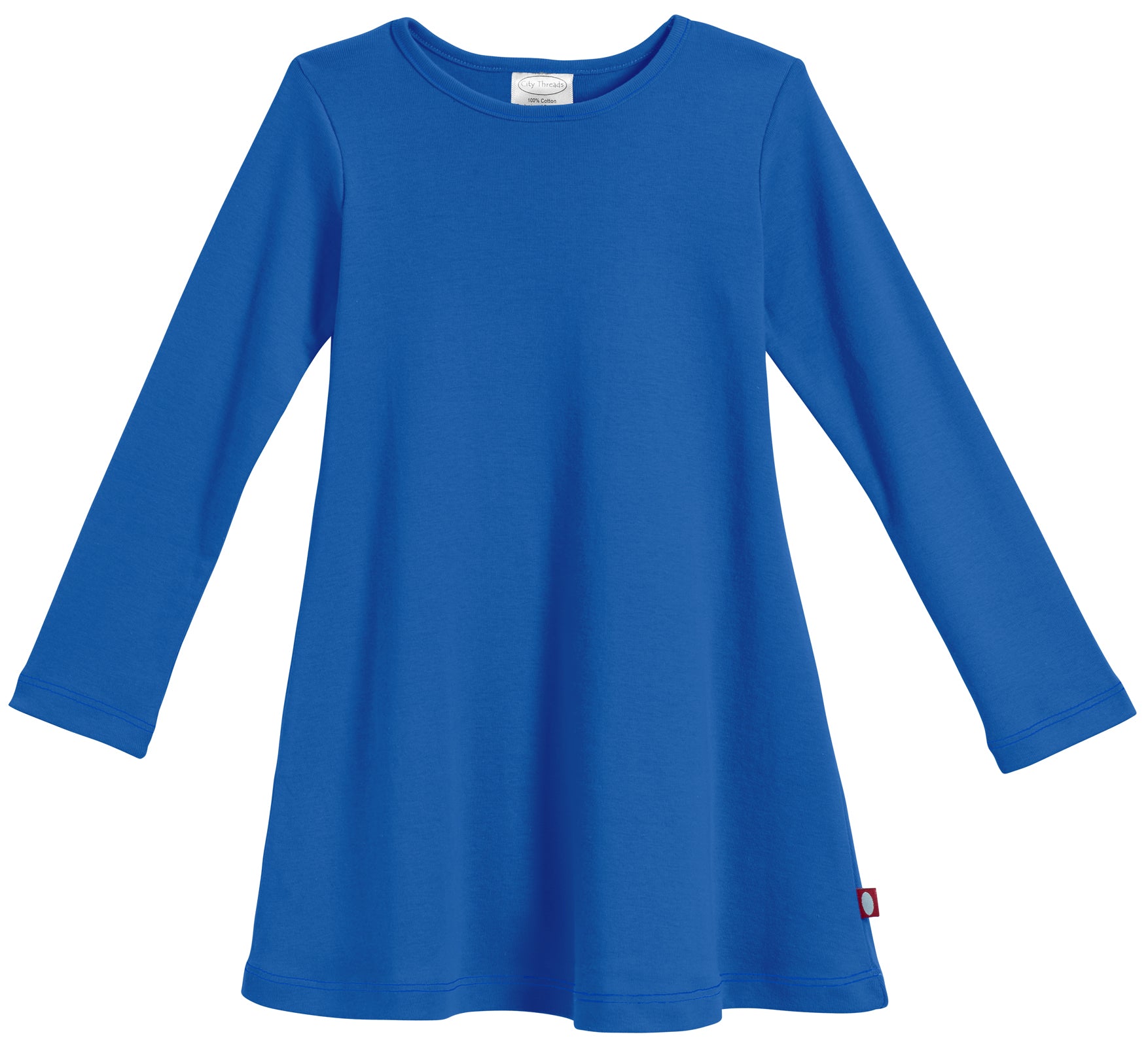 Girls Long Sleeve Baby Rib Cotton Dress | Crayon Blue - Super Comfy Kids Clothing, 100% Cotton, Sensory Friendly, USA Made - City Threads Girls Long Sleeve Baby Rib Cotton Dress | Crayon Blue - Super Comfy Kids Clothing, 100% Cotton, Sensory Friendly, USA Made - City Threads
