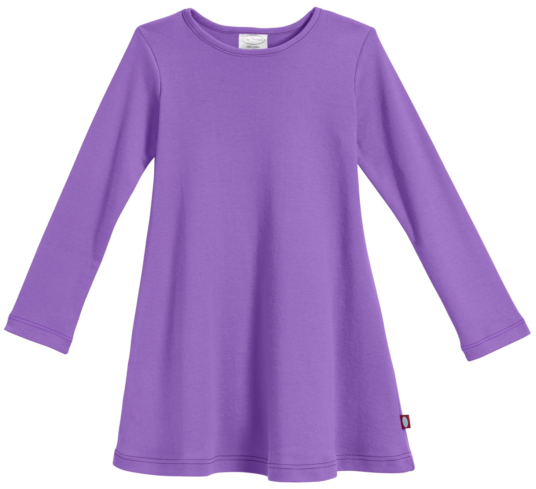 Girls Long Sleeve Baby Rib Cotton Dress | Deep Purple - Super Comfy Kids Clothing, 100% Cotton, Sensory Friendly, USA Made Girls Long Sleeve Baby Rib Cotton Dress | Deep Purple - Super Comfy Kids Clothing, 100% Cotton, Sensory Friendly, USA Made