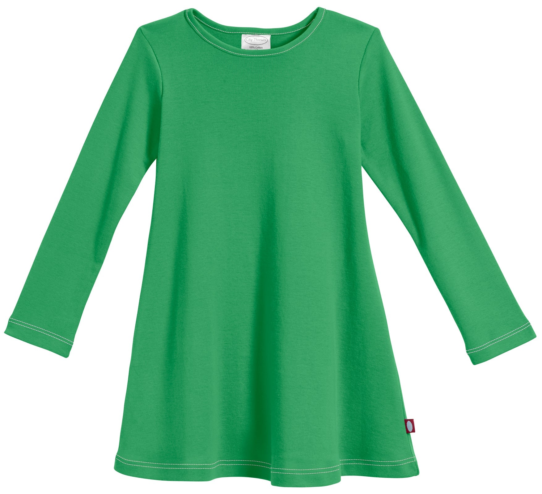 Girls Long Sleeve Baby Rib Cotton Dress | Elf Green - Super Comfy Kids Clothing, 100% Cotton, Sensory Friendly, USA Made - City Threads Girls Long Sleeve Baby Rib Cotton Dress | Elf Green - Super Comfy Kids Clothing, 100% Cotton, Sensory Friendly, USA Made - City Threads