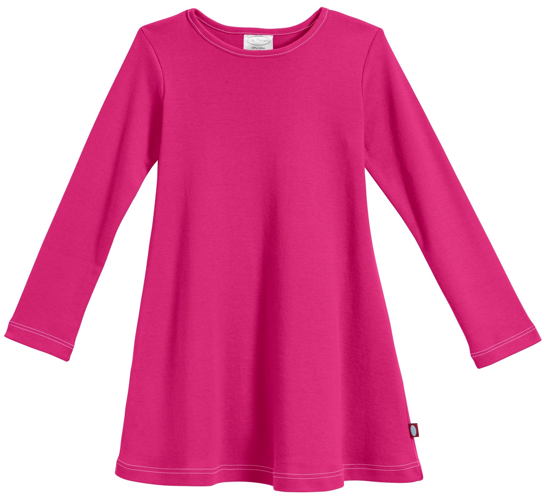 Girls Long Sleeve Baby Rib Cotton Dress City Threads USA