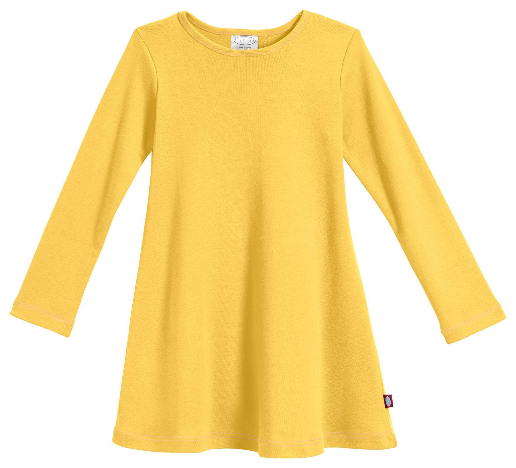 Girls Long Sleeve Baby Rib Cotton Dress | Yellow - Super Comfy Kids Clothing, 100% Cotton, Sensory Friendly, USA Made - City Threads, Yellow Girls Long Sleeve Baby Rib Cotton Dress | Yellow - Super Comfy Kids Clothing, 100% Cotton, Sensory Friendly, USA Made - City Threads, Yellow