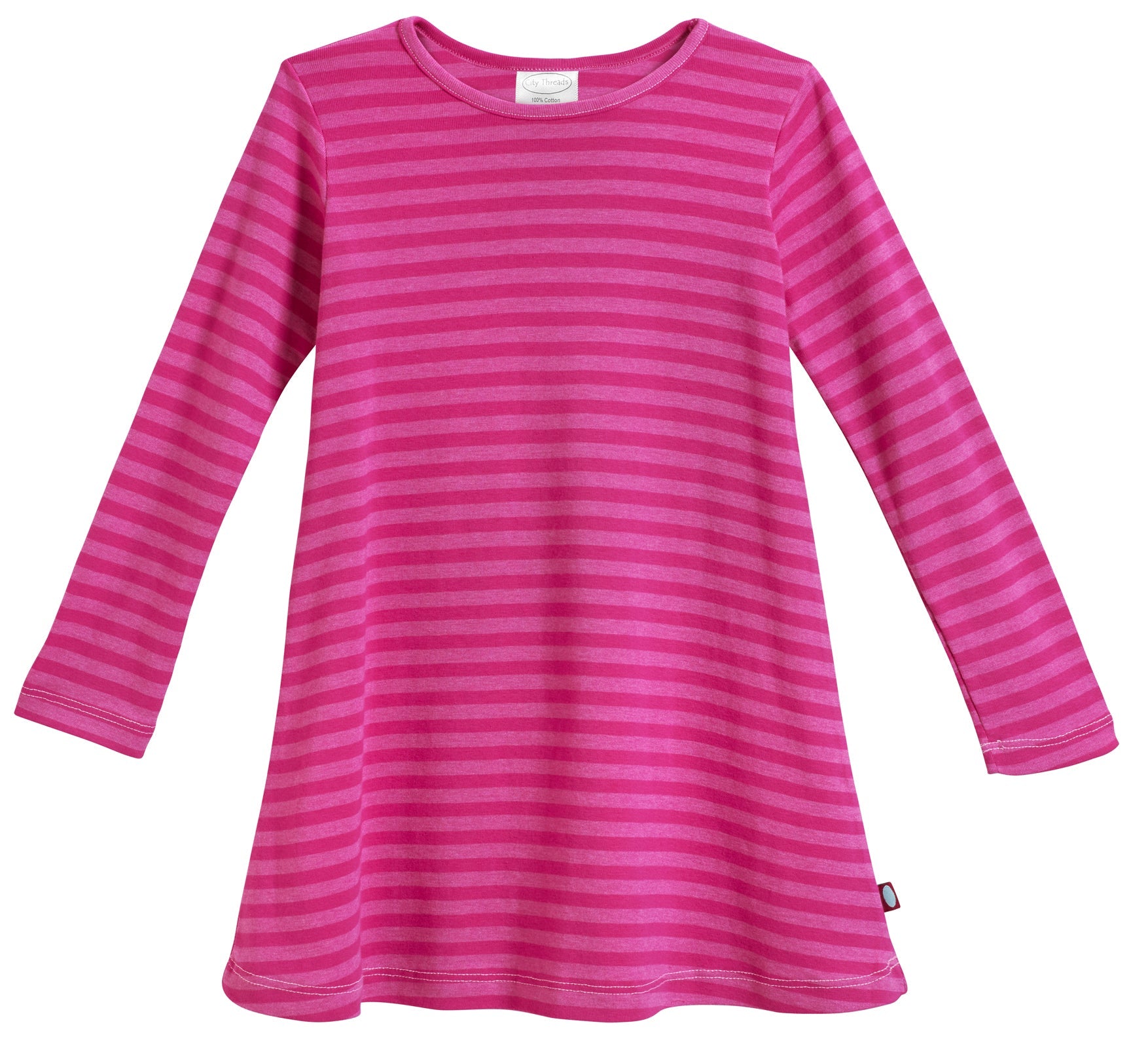 Girls Soft Stripe Long Sleeve Dress | Hot Pink Girls Soft Stripe Long Sleeve Dress | Hot Pink