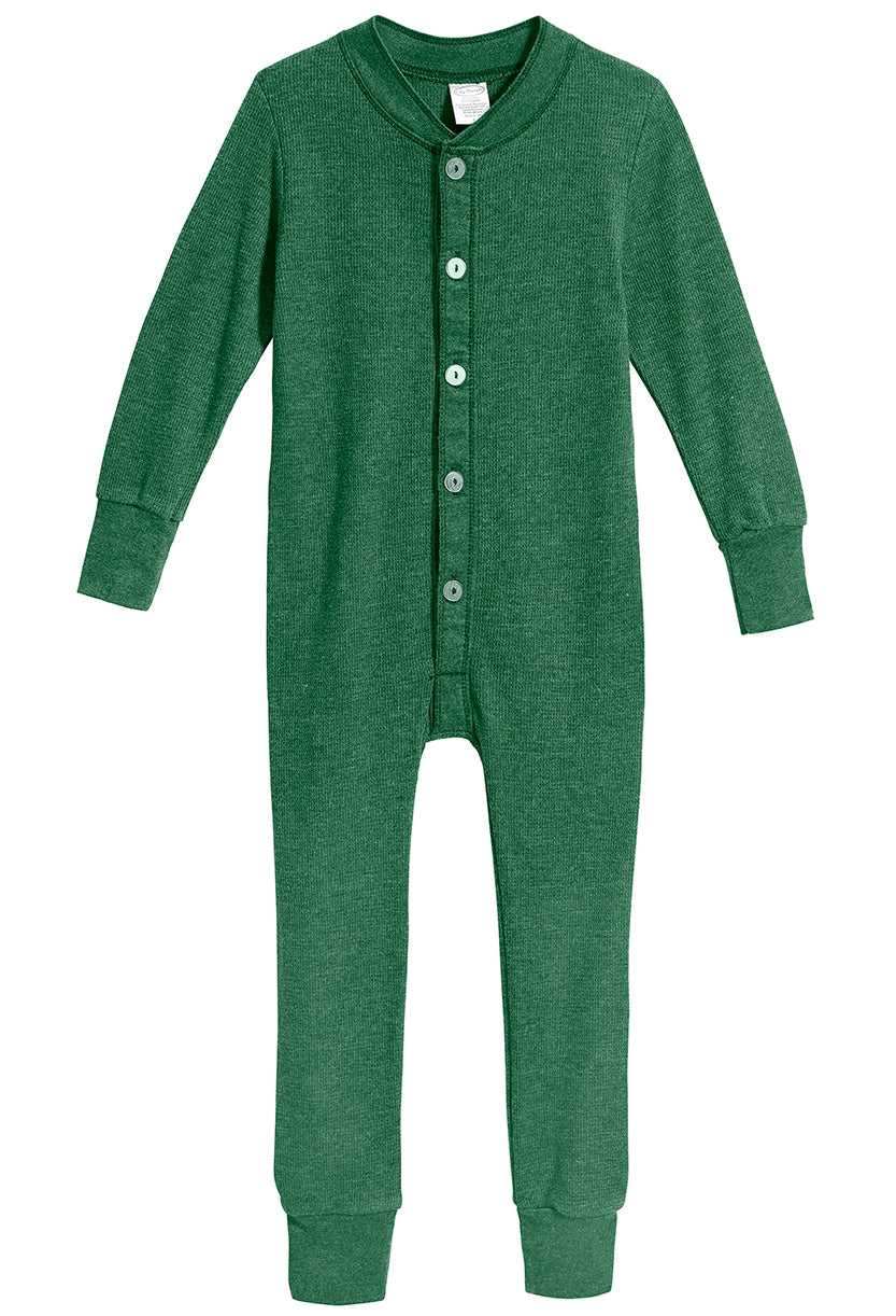 Boys and Girls Soft & Cozy Thermal One- Piece Union Suit | Forest Green